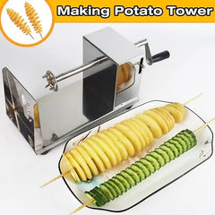 Stainless Steel Manual Spiral Potato Slicer – Twister Fry Cutter for Curly Fries & Veggies
