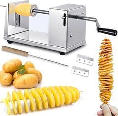Stainless Steel Manual Spiral Potato Slicer – Twister Fry Cutter for Curly Fries & Veggies