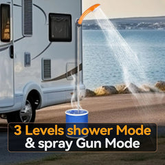 Rechargeable Portable Electric Camping Shower Pump with LCD Temperature Display, 2200mAh Battery, USB Type-C Charging, 4-5L/Min Water Flow, Suction Holder & Hanging Hook