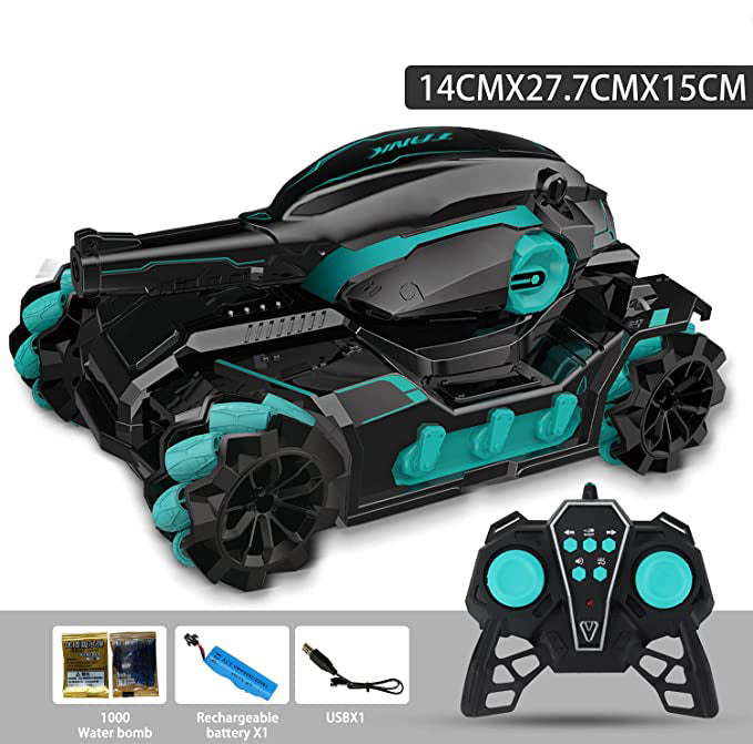 Cool High Speed Water Pellet Shooting RC Water Tank Car with All Terrain Capability - Remote and Gesture Controlled