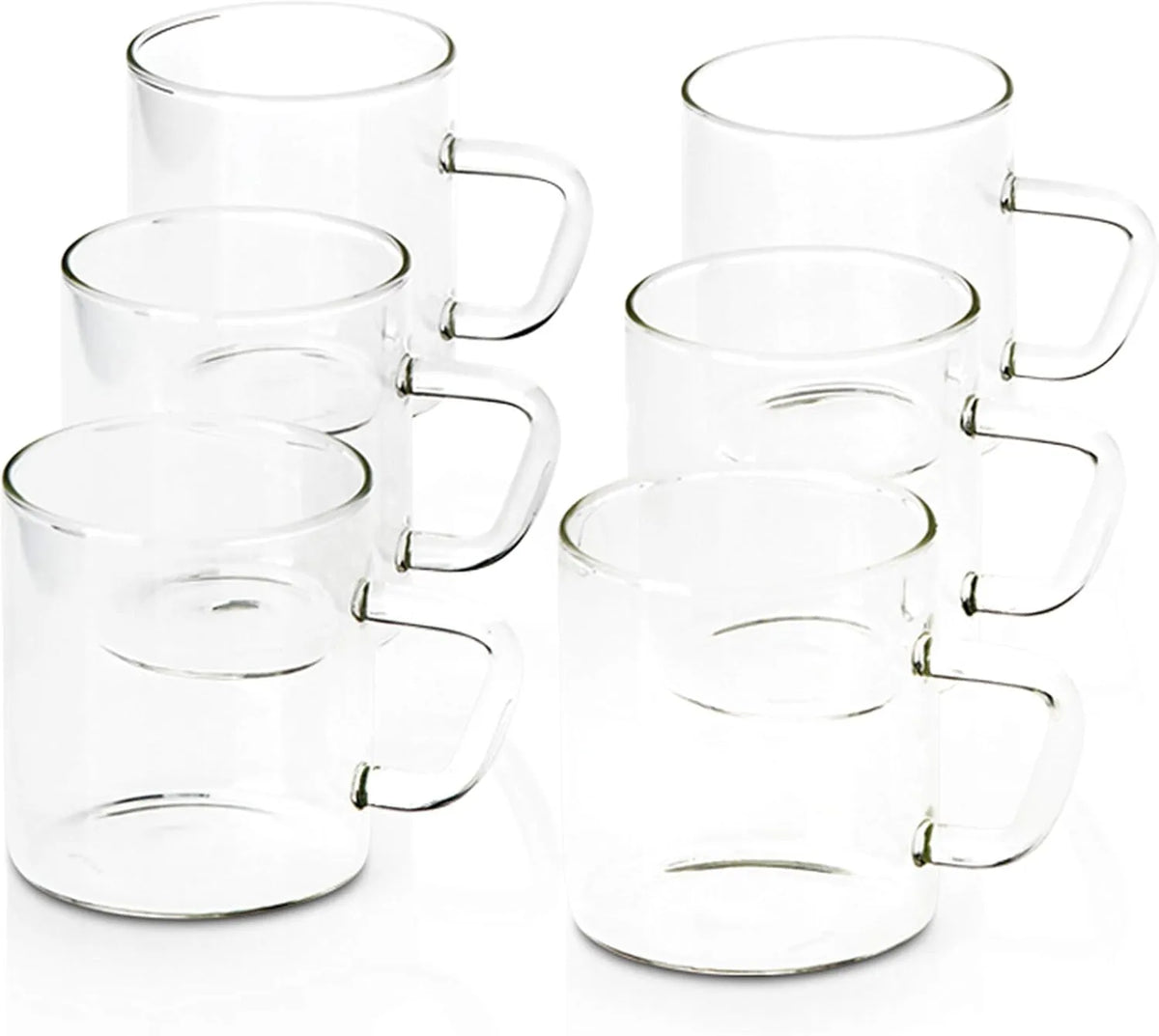 Borosil Vision Classic Glass Mug Set of 6 - 190 ml |  with Handle Heat Resistant Microwave Oven Safe Tea Coffee Mugs