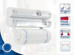 3-in-1 Wall Mounted Kitchen Roll Holder & Foil Cling Film Dispenser with Built-In Sliding Cutters, Removable Holders & Paper Towel Roll Holder