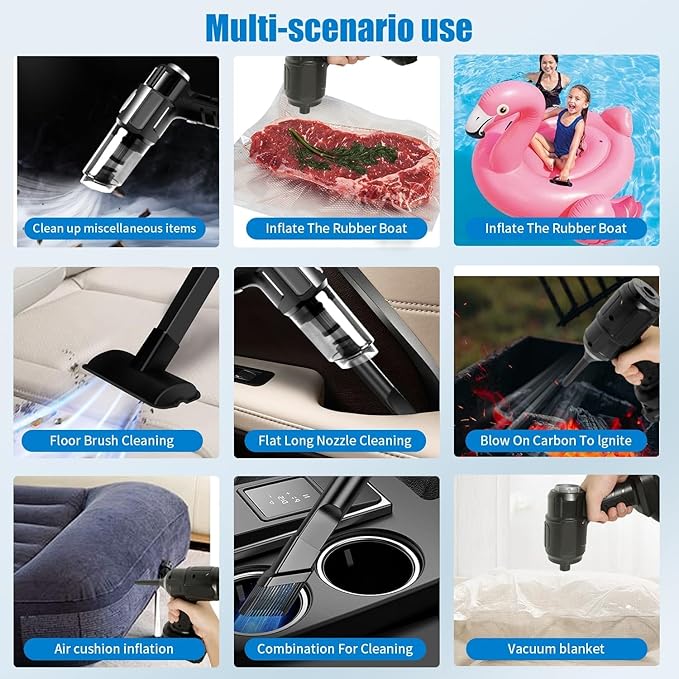 High Power Cordless Handheld Rechargeable Vacuum Cleaner with Rechargeable 24V Lithium Battery, 0.4L Dust Cup, HEPA Filter, and Multiple Nozzle Attachments for Car, Home & Office