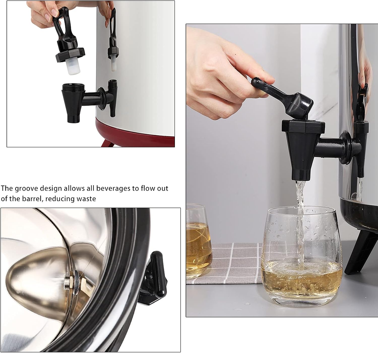 Portable St. Steel Insulated Beverage Dispenser Flask Bucket with Tap & Elevated Base - 16L