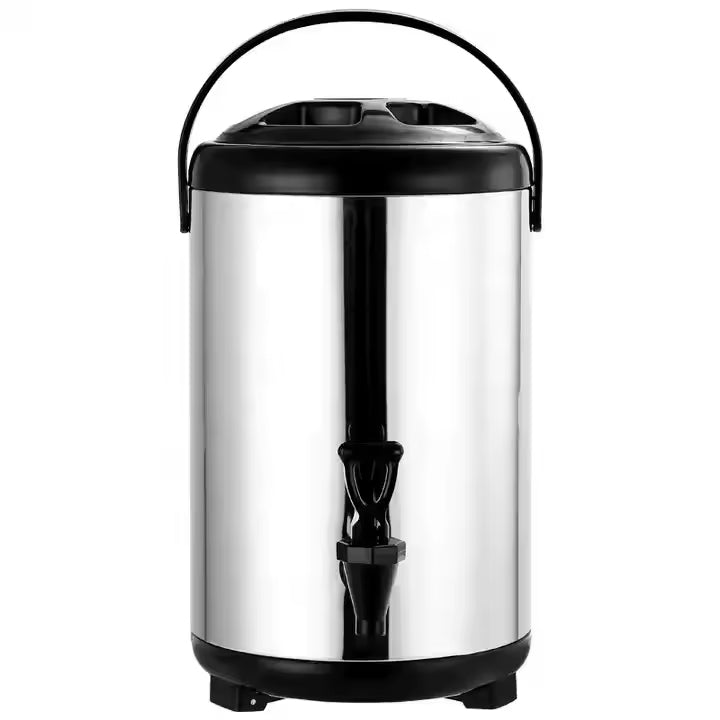 Portable St. Steel Insulated Beverage Dispenser Flask Bucket with Tap & Elevated Base - 16L