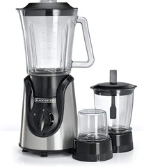 Black+Decker 600W Glass Blender with Grinder, Mincer and Chopper Attachments, 1.5L Jar BX600G-B5