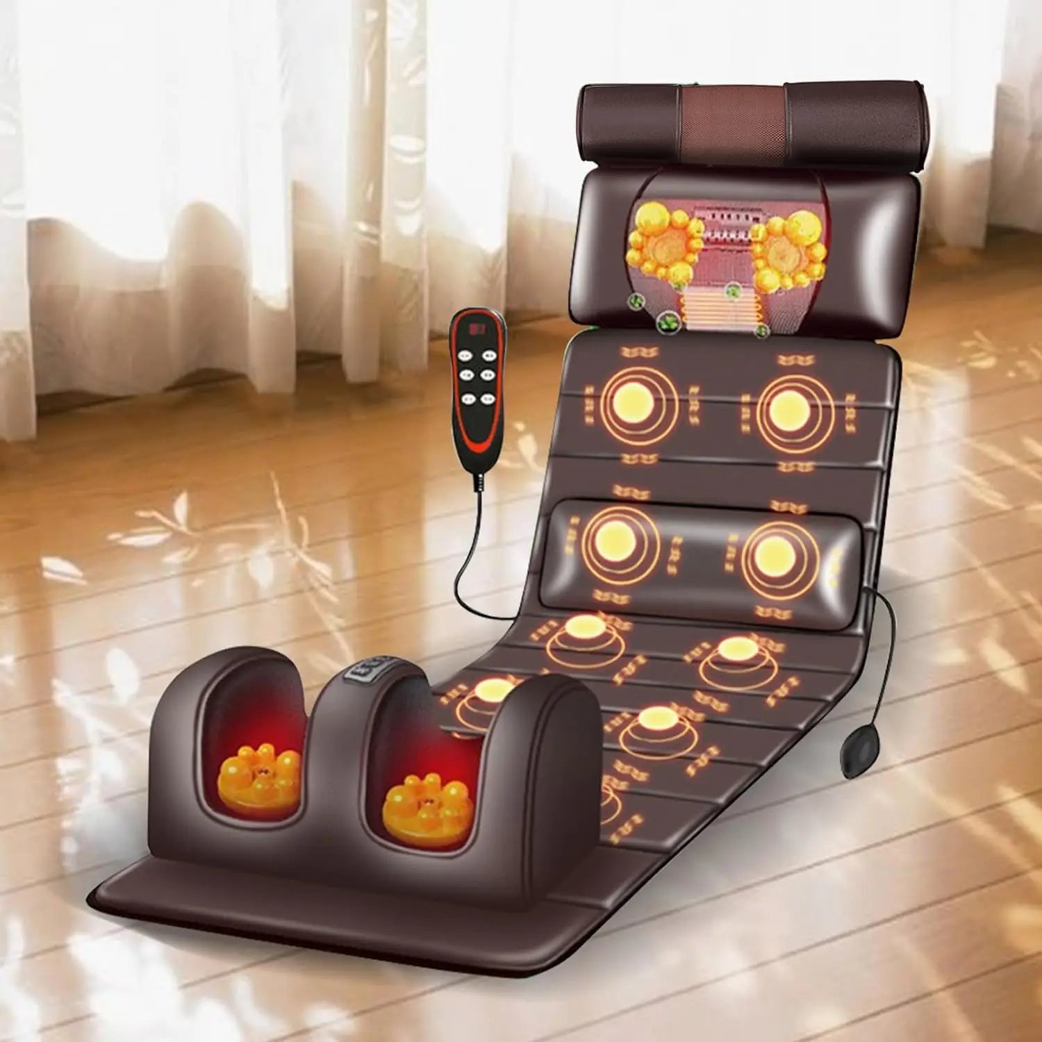 5-in-1 Multifunctional Full Body Heated Leather Massage Mat with 9 Modes