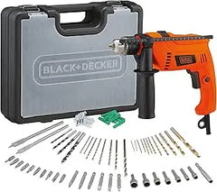 Black+Decker 13mm 650W Corded Hammer Drill with 50 Piece Accessory Kit and Storage Kitbox HD650KIT-B5