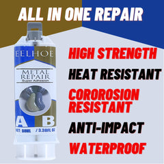 لاصق الإيبوكسي المقاوم للماء ثنائي المكونات EELHOE لإصلاح المعادن سعة 50 مل، للمضخات عالية الضغط والمحركات والأنابيب والأجزاء المعدنية