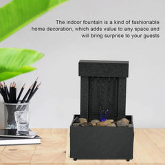 Elegant Lighted Tabletop Water Fountain with Quiet LED Lights, River Rocks & 280ml Water Capacity – USB & Battery Powered Indoor Decorative Waterfall for Home and Office Décor - Open Box / New Product