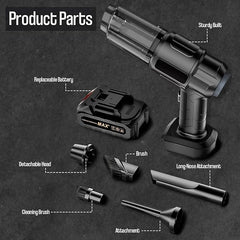 High Power Cordless Handheld Rechargeable Vacuum Cleaner with Rechargeable 24V Lithium Battery, 0.4L Dust Cup, HEPA Filter, and Multiple Nozzle Attachments for Car, Home & Office