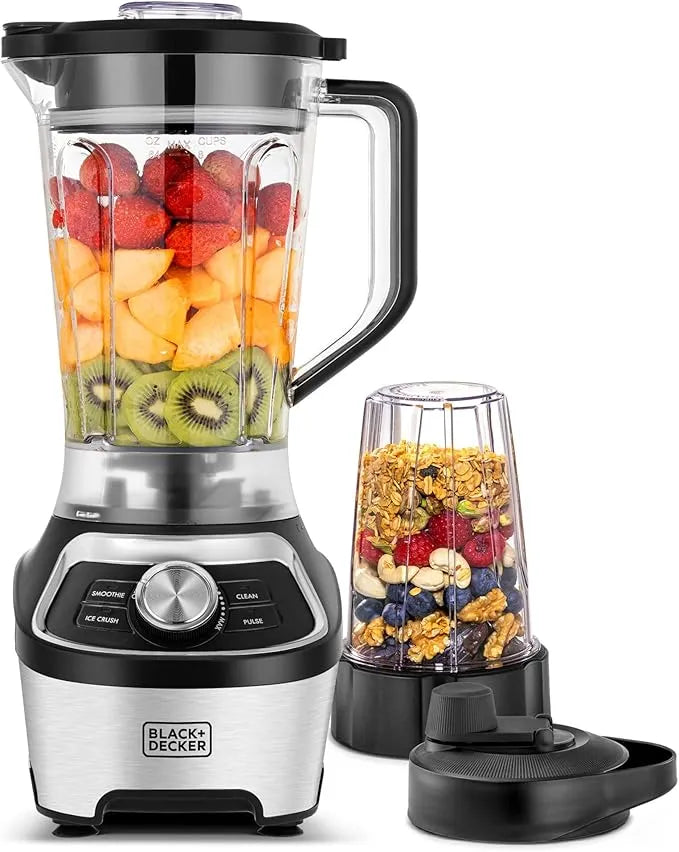 خلاط بلاك آند ديكر عالي السرعة بقوة 1200 واط مع وعاء ذي سعة كبيرة، وتحكم متغير في السرعة، وقاعدة متينة BXH1200-B5