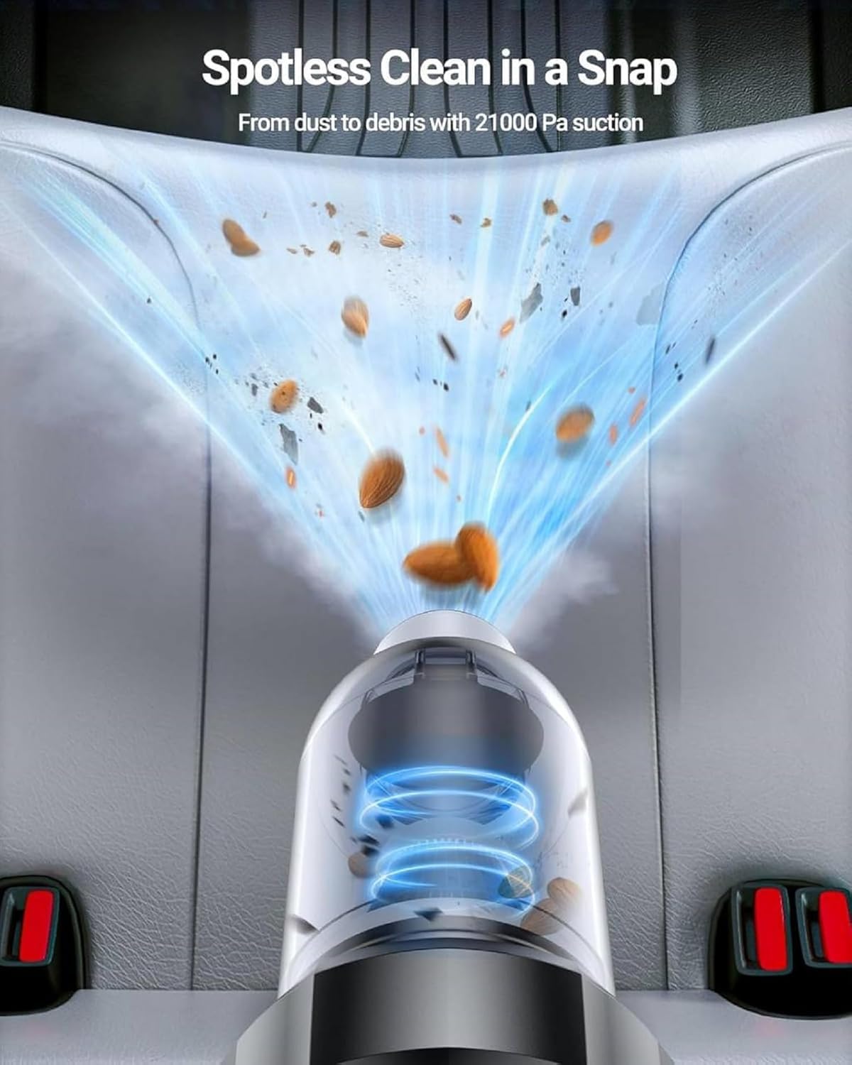 High Power Cordless Handheld Rechargeable Vacuum Cleaner with Rechargeable 24V Lithium Battery, 0.4L Dust Cup, HEPA Filter, and Multiple Nozzle Attachments for Car, Home & Office