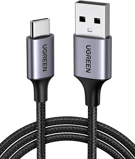 UGREEN USB-A 2.0 to USB-C Cable Nickel Plating Aluminum Braid 1.5m (Black) 18W