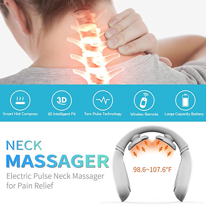 Cordless Portable EMS TENS Neck Massager for Pain Relief