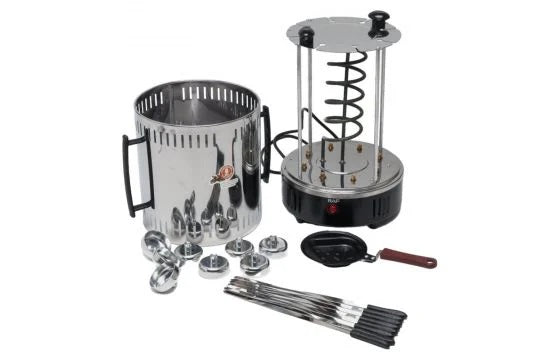 RAF Electric Vertical Rotating Charcoal Skewer Barbecue Grill - 8 Skewers & 1200W