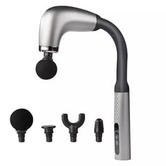 Curved Portable Handheld Shiatsu Massager with 4 Interchangeable Heads - Rechargeable