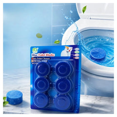 Automatic Blue Toilet Cleaning Blocks 6 Pack | Super Dual Action Toilet Bowl Cleaner & Deodorizer | Germ-Killing Toilet Tank Cleaning Tablets | Long-Lasting Fresh Fragrance Up to 1 Month Per Block