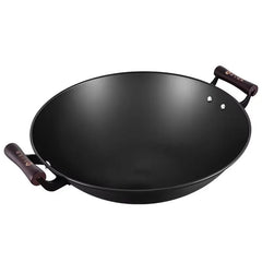 47 CM Large Uncoated Cast Iron Wok with Lid, Dual Handles, Thick Bottom & Even Heating for Frying, Stir-Frying, Stewing & Deep-Frying