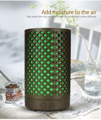 200mL Ultrasonic Aromatherapy Essential Oil Diffuser & Humidifier with 7-Color LED Ambient Light, Timer, Below 36dB Quiet Operation & Decorative Wood-Style Cover