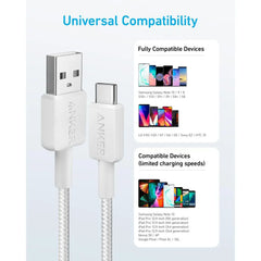 Anker 322 USB-A to USB-C Cable Braided (1.8m/6ft) White