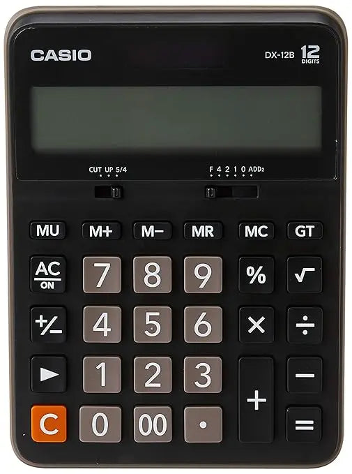 Casio DX-12B 12 Digit Desktop Calculator with Extra Large LCD Display, Dual Power, Grand Total & Mark Up Functions