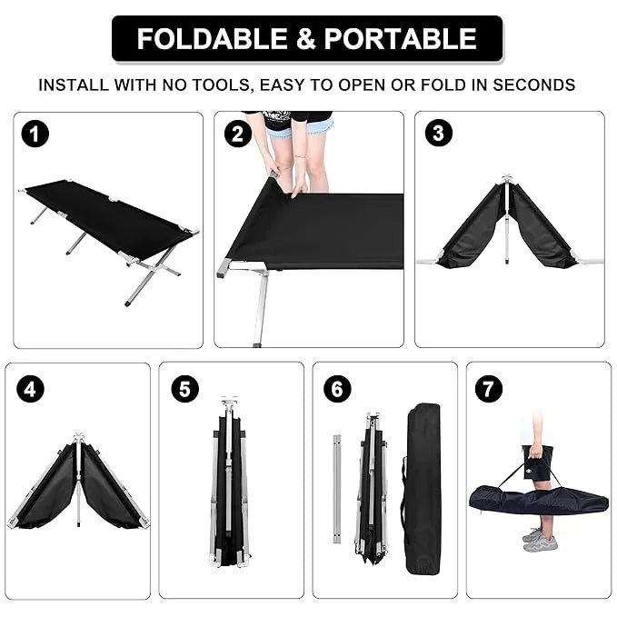 Portable Folding Stainless Steel Camping Chair-Bed