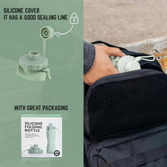 Foldable Silicone Water Bottle for Travel & Outdoor – 600ml | Portable & Compact | Resistant to Heat and Cold