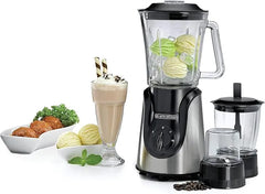 Black+Decker 600W Glass Blender with Grinder, Mincer and Chopper Attachments, 1.5L Jar BX600G-B5