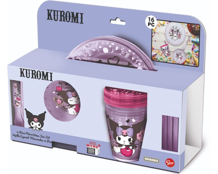 STOR Kuromi Party Set 16 PCS Plates Bowl Tumblers Spoons