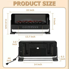 2-in-1 Wall Mounted & Freestanding Electric Fireplace Heater with Remote Control - 2000W with Overheat Protection, Quiet Operation & Adjustable Thermostat for Bedrooms, Living Rooms