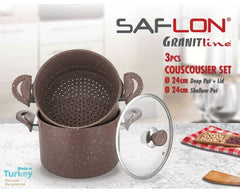 Saflon Granite Couscousier 3 Pcs Set 24 cm