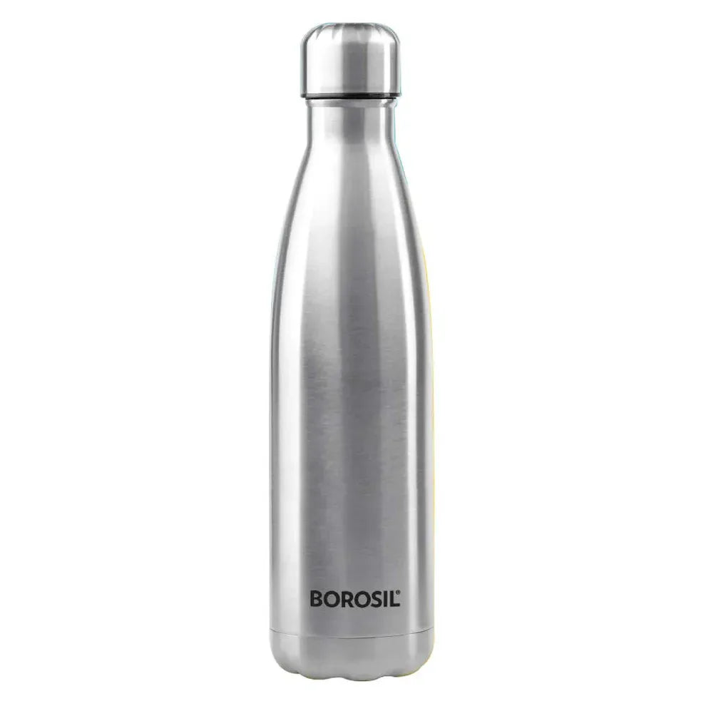 Borosil Bolt 1L Stainless Steel Single Wall Water Bottle Silver Leak Proof Eco Friendly Reusable Bottle for Travel Gym Office Outdoor
