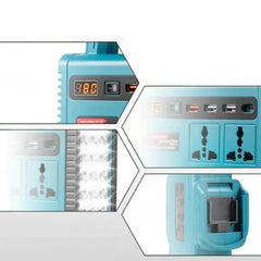 Compact 150W Portable Power Station with 68V Detachable Lithium Battery, Dual AC Outlets, 3 USB-A Ports, 20W Type-C, Digital Display & 15-LED Emergency Light