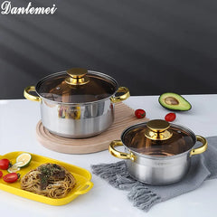 High Quality 3-Piece Stainless Steel Cookware Set with Glass Lids, Multi-Layer Base, Gas & Induction Compatible