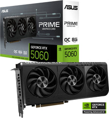 ASUS PRIME GeForce RTX 5060 OC Edition Graphics Card, 8GB GDDR7 128-Bit Memory, 2565 MHz Boost Clock, 28 Gbps Memory Speed, 3840 CUDA Cores, PCI Express 5.0 | 90YV0N10-M0NA00