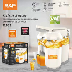 RAF Electric Citrus Juicer 300ML USB Rechargeable Portable Juicer 60W Fast Start Citrus Juice Extractor with 2000mAh Battery & 172 RPM Motor
