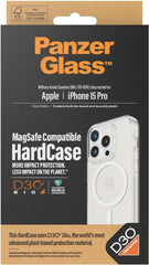 PanzerGlass HardCase MagSafe Clear Protective Cover for Apple iPhone 15 Pro with D3O Bio Material, Tempered Glass Back and Military Grade Drop Protection