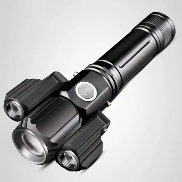 مصباح يدوي LED ثلاثي الرؤوس قابل لإعادة الشحن ومحمول - مقاوم للماء والصدمات