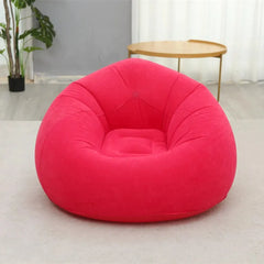 XL Single Size Inflatable Flocked Lounge Sofa Chair 110 x 110 x 85 CM with Deep Cushioned Seat, Supportive Backrest & Foldable Portable Design