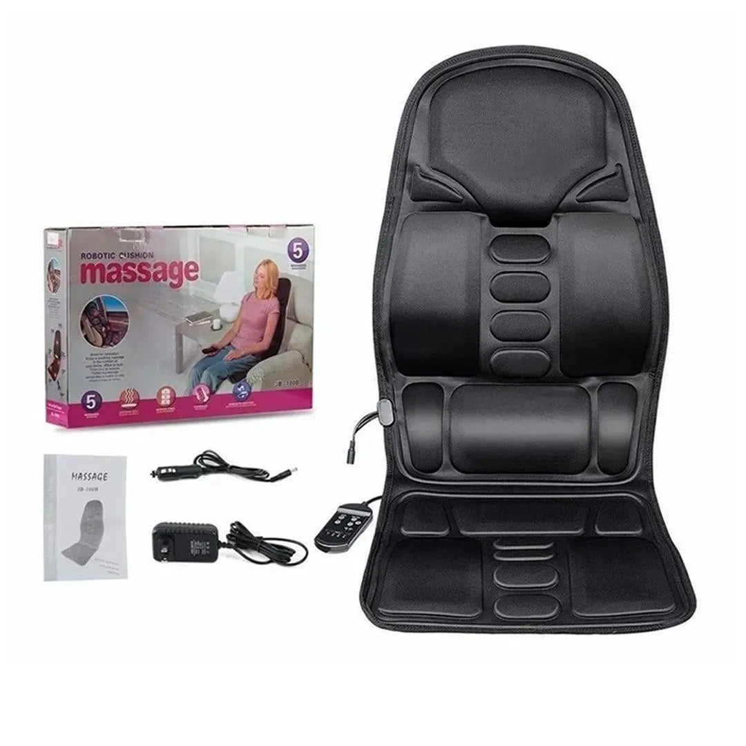 Full Body Massage Seat Cushion with Lumbar Heat, 4 Vibration Motors, 5 Massage Modes, 4 Massage Zones, Adjustable Intensity & Home/Car Adapters