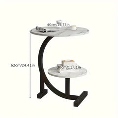 Modern Round 2-Tier C-Shaped Side Table for Living Room & Bedroom