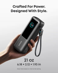 Anker Laptop Power Bank (25K, 165W, Built-In USB-C And Retractable Cables) Black