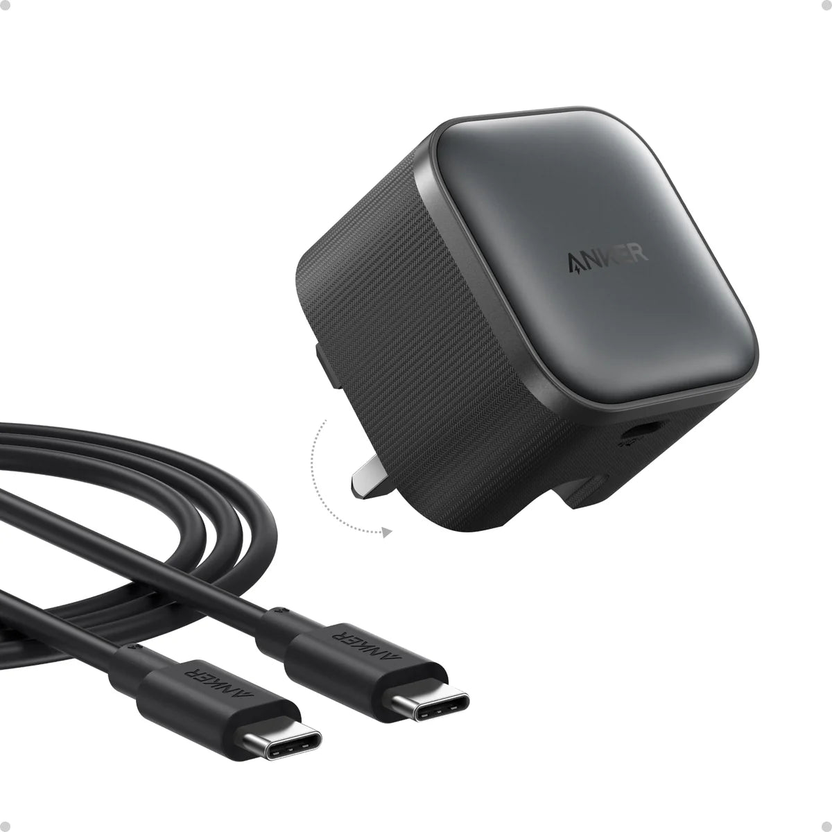 شاحن أنكر نانو (45 واط) وكابل USB-C إلى USB-C بطول 1.8 متر/6 أقدام