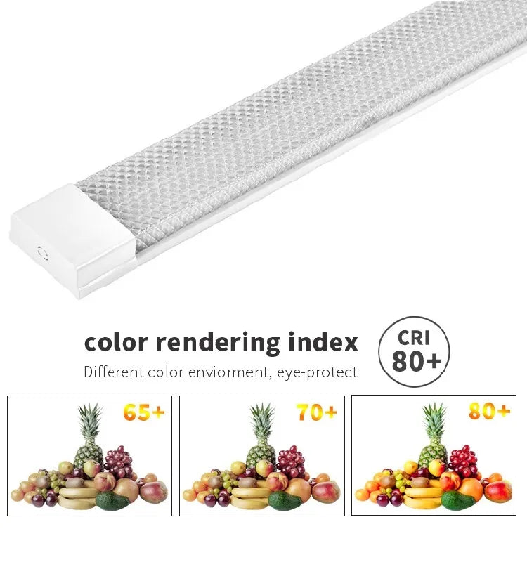 LED Batten Light Fixture 4 Feet Indoor Linear Tube with Crystal PS Cover, Iron Body, Surface Mount,With High Lumen Efficiency - 50 Watts