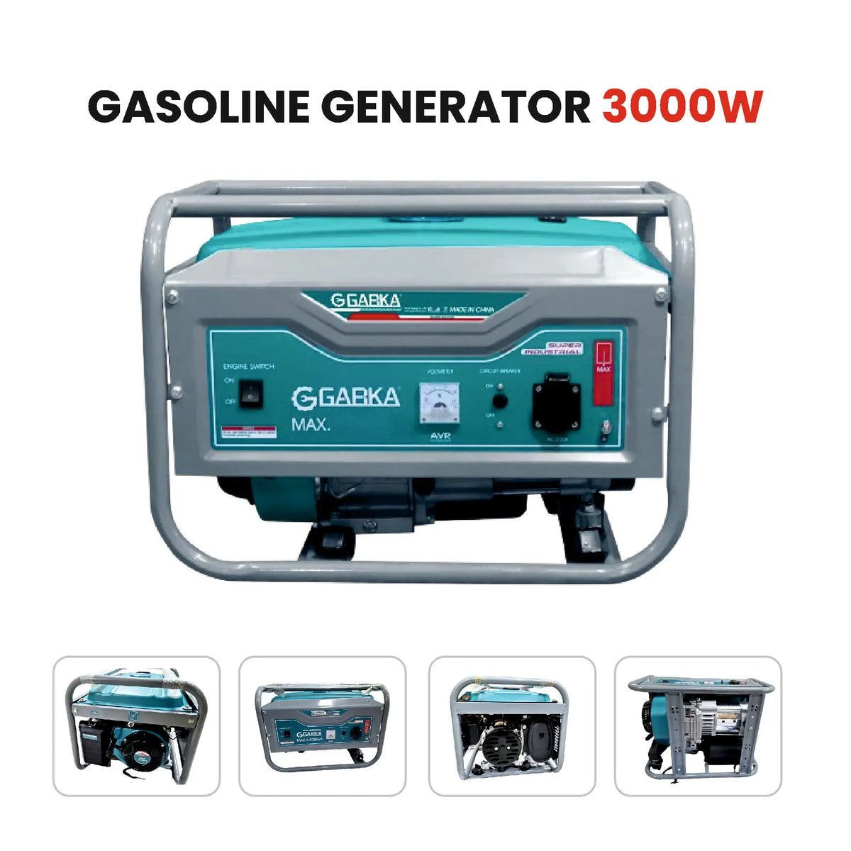 GABKA 3000W 7HP Petrol Generator with AVR 210cc Engine Manual & Electric Start Portable Power Generator for Home Outdoor & Construction
