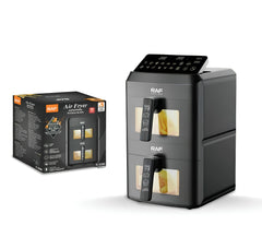 RAF Dual Basket Digital Air Fryer 7L+7L 2800W with LED Display, 360° Hot Air Circulation, Multi-Purpose Healthy Oil-Free Cooking Machine with Timer & Temperature Control
