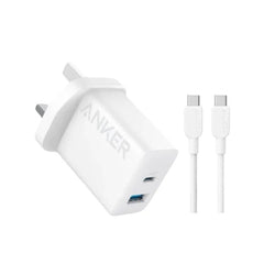 Anker Charger 20W 2-Port USB-C Cable 5ft - White