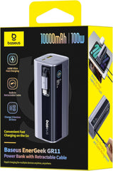 Baseus EnerGeek GR11 Power Bank with Retractable Cable 10000mAh 100W - Space Grey