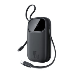 Baseus EnerFill FC31 Qpow3 Digital Display Power Bank with 2 Built-in USB-C Cables 20000mAh 45W - Cosmic Black